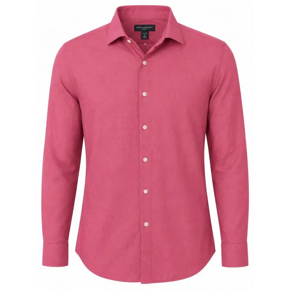 Banana Republic Slim Fit Men's XL Salmon Red Shimmer Dress Shirt